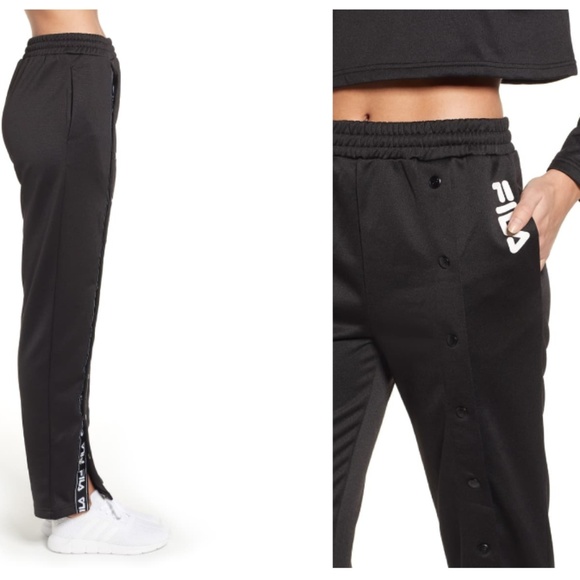 Fila Pants & Jumpsuits | Fila Alice Snap Front Track Pants In Black | Poshmark